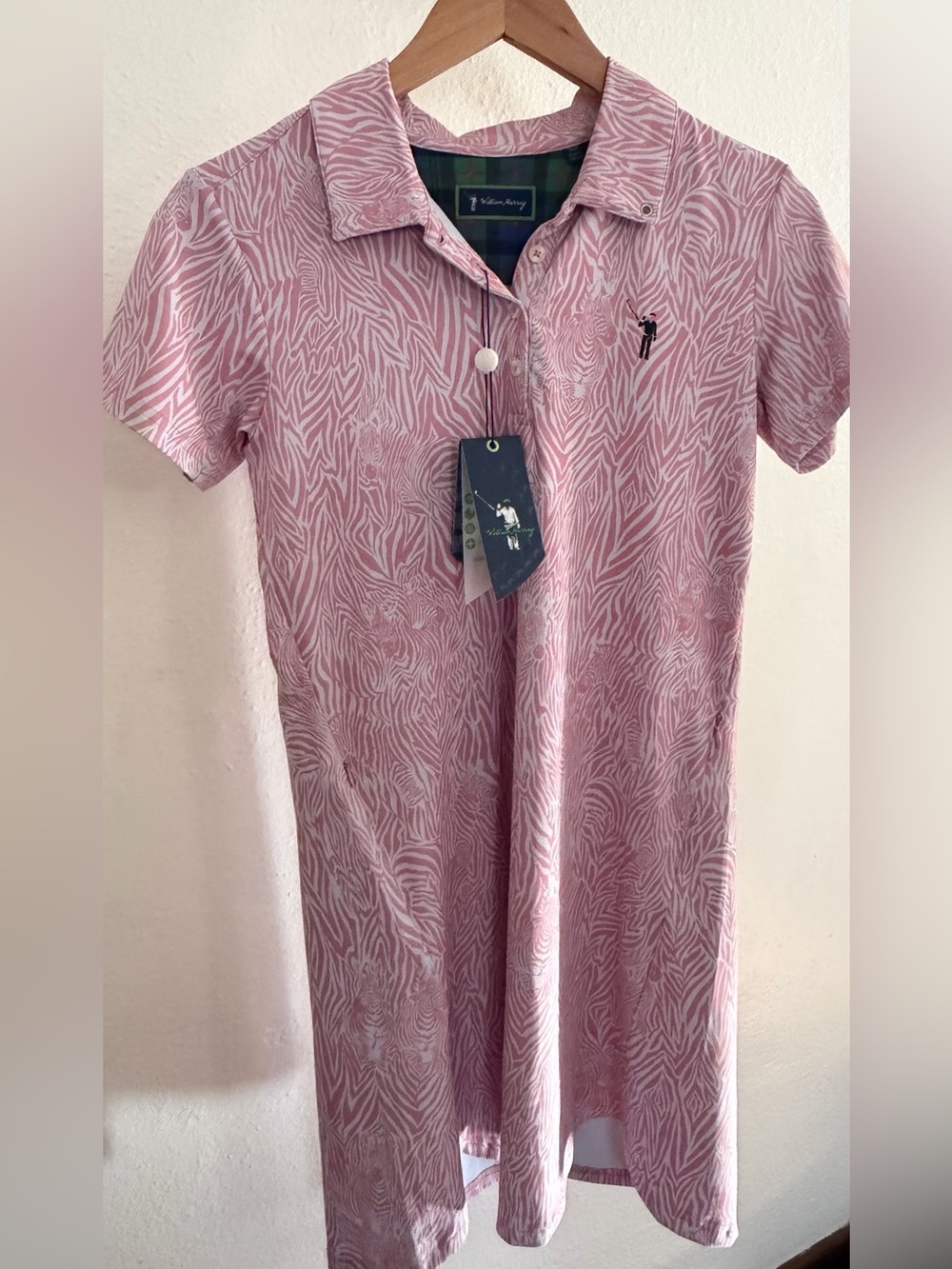 William Murray Golf Dress Pink Zebra Tiger Print Polo Women’s NWT, small